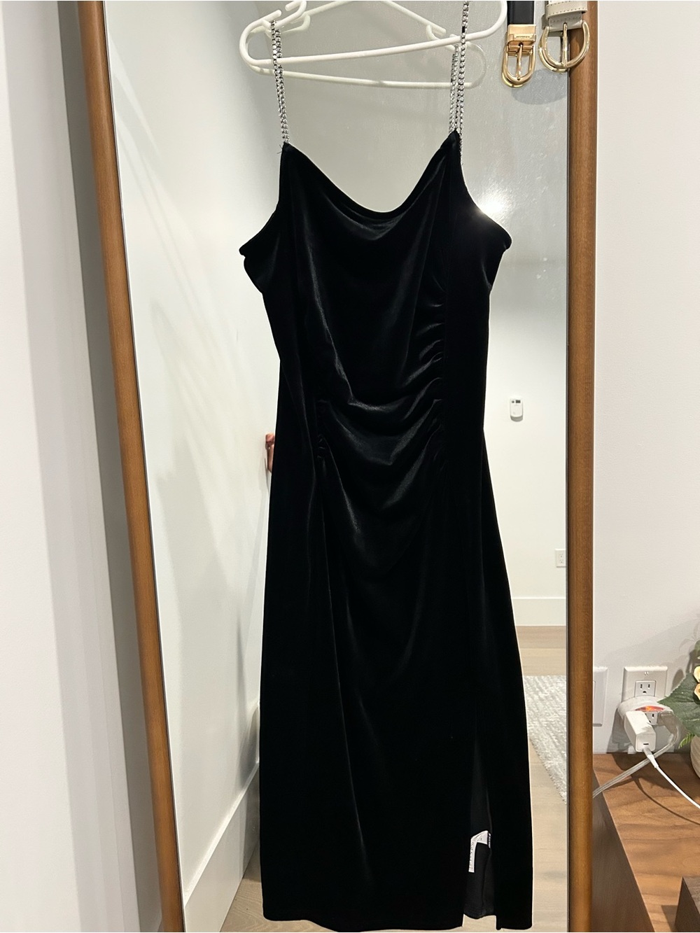 Velvet rhinestone midi dress XS